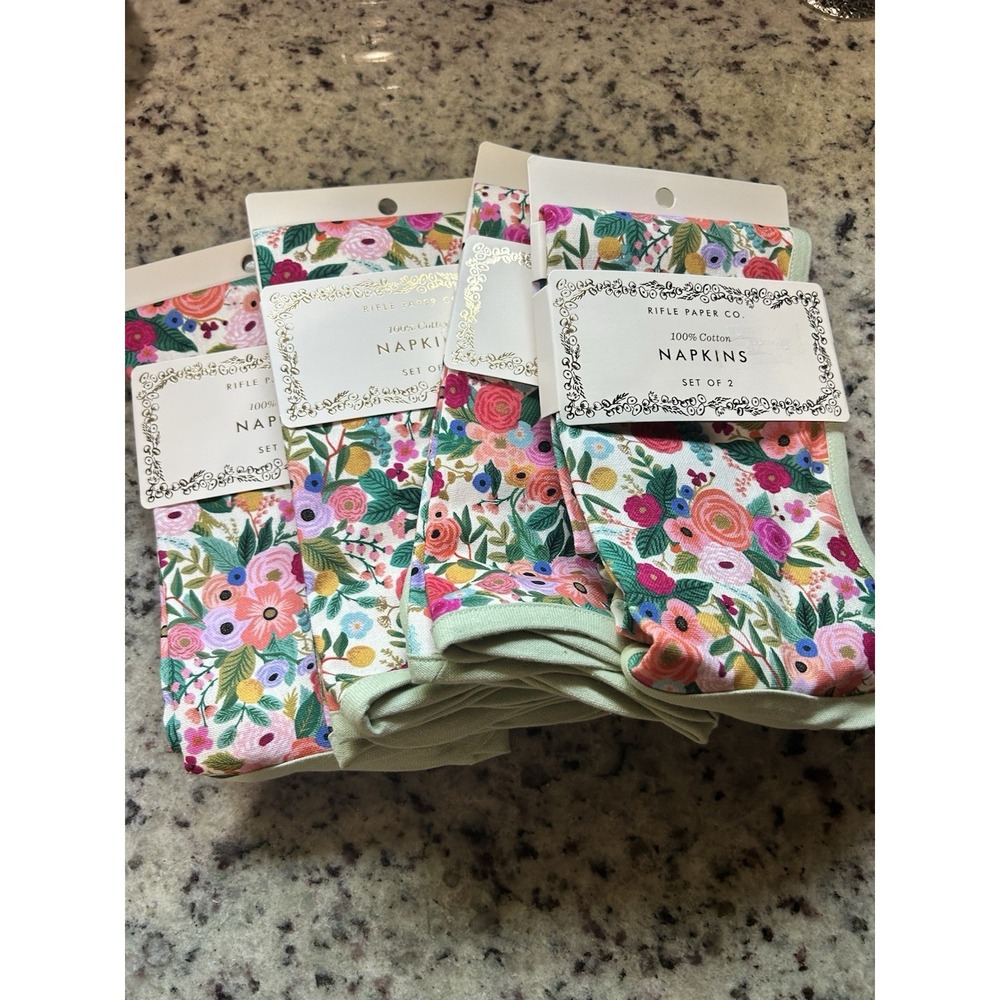 Rifle Paper Co Garden Party Floral 100% Cotton Napkins Set of 8 Summer Spring